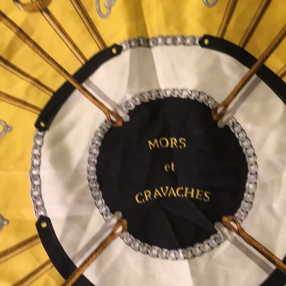 Blue and gold Pierre Baccara Paris silk scarf - Picture 2 of 4